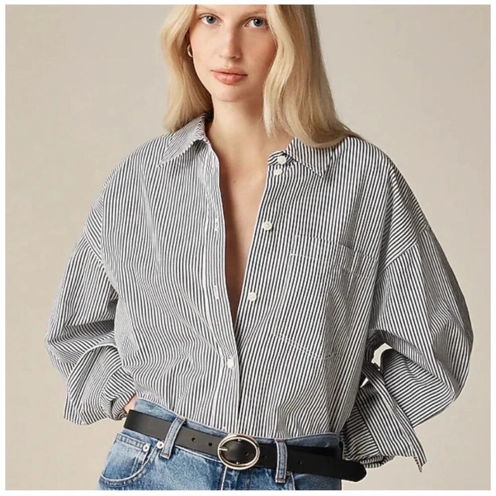 J. Crew Étienne Oversized Button Down Shirt Striped Oxford Size XL NWOT